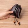Nueva Cartera Pequeña de Cuero Aceitado y Encerado, Mini Bolsita con Cordón, Bolsa para Guardar Monedas, Bolsa de la Suerte, Mini Billetera para Monedas de Cuero Genuino