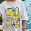 Transfronterizo Retro Americano Verano Playa Limón Océano Sardina Estampado Chica Picante Holgado Y2K