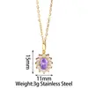 Collar Colgante de Acero Inoxidable Estilo Retro Lujo Ligero Girasol Circonia Cadena para Clavícula Cuadrado Ovalado Piedras Preciosas Multicolor para Mujer
