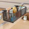 Cesta colgante para escritorio, cesta colgante de hierro, cesta con gancho sin clavos para campus, estante de almacenamiento de gran capacidad para libros y artículos varios de escritorio de estudiante