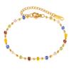 Pulsera OPK de Personalidad Europea y Americana para Mujer Acero Inoxidable Nicho Dopamina Piedra de Vidrio Colorido Acero Titanio Juego de Collar