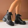 2026 Moda Transfronteriza Versátil Elegante Correa con Hebilla Comercio Exterior Altura Aumentada Elegantes Botas Martin Otoño/Invierno Estilo Coreano Remache Con Cordones Botas para Mujer