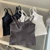 Camisola sexy de chica caliente de puro deseo para mujer de verano con almohadilla en el pecho, espalda de belleza sin costuras, ajuste ceñido, corta, interior de tirantes, top tubo con envoltura en el pecho
