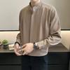 Camisa de manga larga para hombre de otoño 2024, nueva tendencia, color sólido, sencilla, cuello de moda, camisa base atractiva