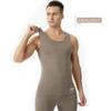 Colete Térmico Masculino com Apliques de Camada de Ar, Roupa Íntima Elástica de Compressão Slim-Fit, Top sem Mangas de Gola Redonda, Colete