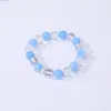 Pulsera de Cristal Aguamarina y Blanco, Estilo Fresco y Sencillo para Mujer, Versátil, Transparencia como el Hielo, Hecha a Mano con Cuentas, Alto Valor Estético, Regalo de Cumpleaños