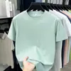 Camiseta de Manga Corta de Algodón Lyocell de Verano Nuevo Estilo Transfronterizo para Hombre Casual Cuello Redondo Transpirable Sin Planchar Color Sólido Versátil Sudadera