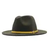 Sombrero de Sol para Exteriores Clásico Fieltro Fedora Ala Ancha Moda Sombrero Jazz con Hebilla de Cinturón