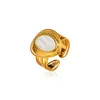 2025 Nuevo Lujo Accesible Nicho Retro Europeo y Americano Anillo de Corazón de Concha Blanca de Oro de 18 Quilates Textura de Alta Gama Moderno y Versátil
