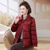 Nova Jaqueta de Algodão Quente Casual Inverno Gola Lapela Zíper Curto Moda Roupa de Mãe Meia-Idade Solta Versátil Roupas de Algodão