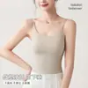 Camisola base sin costuras con copas de sujetador incorporadas para mujer, corte ajustado, anti-exposición, se puede usar como capa interior o exterior, con copas fijas invisibles y tirantes