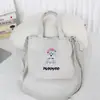 2025 Verano Nuevo Bolso de Lona de Hombro Lindo Bordado de Dibujos Animados Bolso Bandolera Casual Gran Capacidad Bolso Tote con Cordón