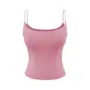 Camisole de Couro com Alças Finas de Espaguete e Bojos, Estilo Puro Desejo, Ajustada ao Corpo, Top Curto Versátil para o Verão