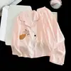Pijama de algodón puro para niñas, de manga larga, para primavera y otoño, algodón fino de dibujos animados de nubes, nuevo estilo de verano 2026, ropa de casa para niñas pequeñas