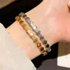 Pulsera hexagonal de acero inoxidable con circonita para mujer, pulsera con cierre simple y elegante, lujo ligero con un toque de alta gama, joyería transfronteriza europea y americana