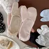 Calcetines Tabi de Dos Dedos, Calcetines Invisibles de Corte Bajo, Estilo Delgado de Verano, Color Sólido, Patrón Oculto, Moño, Calcetines de Dedos Divididos, Calcetines Tobilleros Antideslizantes en el Talón