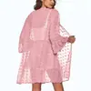 Cardigan de playa de gasa con borlas jacquard para mujer, verano 2023, transpirable, manga 3/4, blusa para nadar