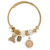 Pulseira de Aço Inoxidável com Contas DIY Panjiadora Transfronteiriça Moda Urso Sol Diamante Pingente Pulseira Ajustável