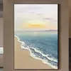 Pintura a Óleo Pintada à Mão Paisagem Marinha do Nascer do Sol Pintura com Textura Estereoscópica Pintura Decorativa para Sofá da Sala de Estar Pintura para Pendurar no Corredor da Entrada