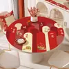 Mantel individual redondo para casa nueva, mantel festivo rojo impermeable y resistente al calor, pieza decorativa para mesas redondas pequeñas y mesas de centro