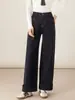 Jeans Rectos de Mezclilla Azul No Deslavable Xinge para Mujer, Nuevos Pantalones Holgados de Pierna Ancha con Forro Polar Fino Cepillado para Otoño e Invierno 2025