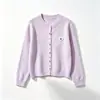 Cárdigan de punto suave y dulce estilo coreano para mujer, nueva colección de otoño, decorado con rosas en forma de corazón y flores pequeñas, chaqueta suéter
