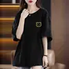 Camisetas de manga corta de marca para comercio exterior transfronterizo, elegantes y versátiles, corte holgado, adelgazantes, tops casuales de verano