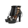 Sandalias Cortas de Atar Lateral, Sandalias con Punta Abierta, Tacones Altos Gruesos de Plataforma, Tallas 40-50, Sandalias Romanas de Comercio Exterior Talla Grande Venta al por Mayor