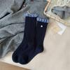 Calcetines Nuevos de Otoño e Invierno 2025 para Mujer Encaje Azul-Gris Calcetines Medios hasta la Pantorrilla Estilo Ins Versión Coreana Calcetines Largos Holgados