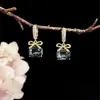 Pendientes Cuadrados de Cristal Super Brillantes Estilo Dulce de Lujo Ligero Pendientes de Lazo 2022 Nueva Moda Coreana Elegante Celebridad de Internet