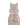 Estilo Europeo y Americano Transfronterizo Aliexpress Comercio Exterior Ropa de Mujer Zr Nuevo Vestido con Cinturón de Pez Estampado de Cuello Cuadrado