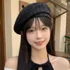 Boina de Estilo Británico para Primavera y Otoño para Mujer Sombrero de Pintor Versátil Retro para Adelgazar la Cara 2026 Sombrero de Moda Estilo Coreano Gorra de Periodista