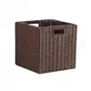 Cesta de armazenamento criativa trançada em rattan, dobrável, design simples, para guardar roupas sujas, brinquedos e lanches, formato quadrado