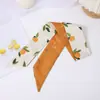 Novo Lenço de Seda Longo Estilo Coreano Primavera e Verão com Estampa de Frutas Cinto para Cabelo Gravata Longa Feminina Cinto de Seda Pequeno para Cabelo Feminino