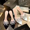 2026 Nuevo Estilo Sandalias de Tacón Alto de Una Correa Sexy con Pedrería Sandalias Abiertas para Mujer Punta Fina Tacón de Aguja Elegantes Sandalias Semiabiertas para Mujer
