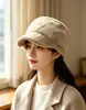 Gorra de felpa cálida de pico de pato para otoño e invierno para mujer, estiliza el rostro, versátil, moderna, para circunferencia de cabeza grande, gorro de punto, venta al por mayor de moda