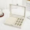 Caja de Almacenamiento de Joyería de Color Sólido Simple de Gran Capacidad en Stock para Uso en el Hogar, Organizador de Collares y Pendientes con Espejo, Caja Organizadora de Joyería