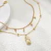 Pulseira Europeia e Americana Transfronteiriça de Ouro 18K com Pingente de Diamante Abacaxi Cruz Retro Simples Conjunto de 2 Peças Joias Amazon