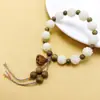 Pulsera de Raíz de Bodhi de Jade Blanco, Semilla de Bodhi, Flor de Loto, para Mujer, Cuentas de Buda, para Sostener en la Mano, Juguete Cultural, Estudiante, Colgante de Pulsera Suave de Pata de Gato