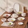 Juego de vajilla de cerámica blanca pura de alta temperatura con esmalte bajo Jingdezhen hecho a medida, que incluye cuencos y platos, para uso doméstico, perfecto para regalos de inauguración de casa
