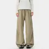 Pantalones de trabajo caqui plisados de cimitarra para hombre, marca de moda nueva, holgados, retro, estilo callejero de alta costura, geniales, pierna ancha, casual, largos