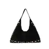 Bolsa de Ombro Estilo Motociclista Fashion 2026 Nova Cor Sólida Tendência Grande Capacidade Casual Simples Bolsa Tote com Rebites