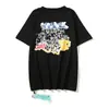 Comercio Exterior Transfronterizo Estilo Nuevo de Verano Ow Patrón de Dibujos Animados Cuello Redondo Suéter Manga Corta Unisex Una Pieza Venta al por Mayor Dropshipping