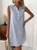 Ropa de Mujer Transfronteriza en Stock Verano 2026 Amazon Moda de Comercio Exterior Vestido Camisa Casual Rayado sin Mangas