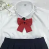 [Foto de Graduación] Corbata de Cruz Rojo Vino Femenina jk Estilo Académico Camisa de Lazo Corbata para Chicos DK