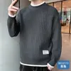 Suéter con estampado de ondas para hombre, suéter de marca de moda de otoño e invierno, ropa de suéter falso de dos piezas, suéter interior suelto de medio cuello alto