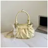 Bolsa de Mão Pequena com Bolinhas da Moda para Mulheres, Nova Bolsa Saco Plissada Estilo Coreano, Bolsa Versátil de Ombro e Transversal