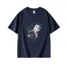 Camiseta de Algodão Pura Manga Curta Gola Redonda Estilo Novo de Verão para Mulheres Marca de Moda Americana Cachorrinho Cartoon Casual Soltinho para Mulheres