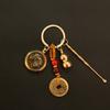 Latón doce Zodiaco ocho dioses guardianes giran a cinco maestro cuchara para oídos llavero colgante accesorios para bolso de hombre y mujer