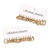Set de aretes geométricos de plata vintage transfronterizos para mujer, aretes de aro redondos de perla a la moda, nuevo set de aretes